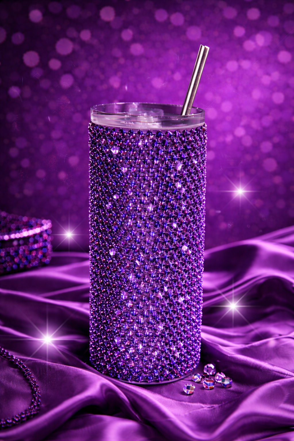 Purple Passion- Handcrafted Rhinestone Stainless Steel Tumbler