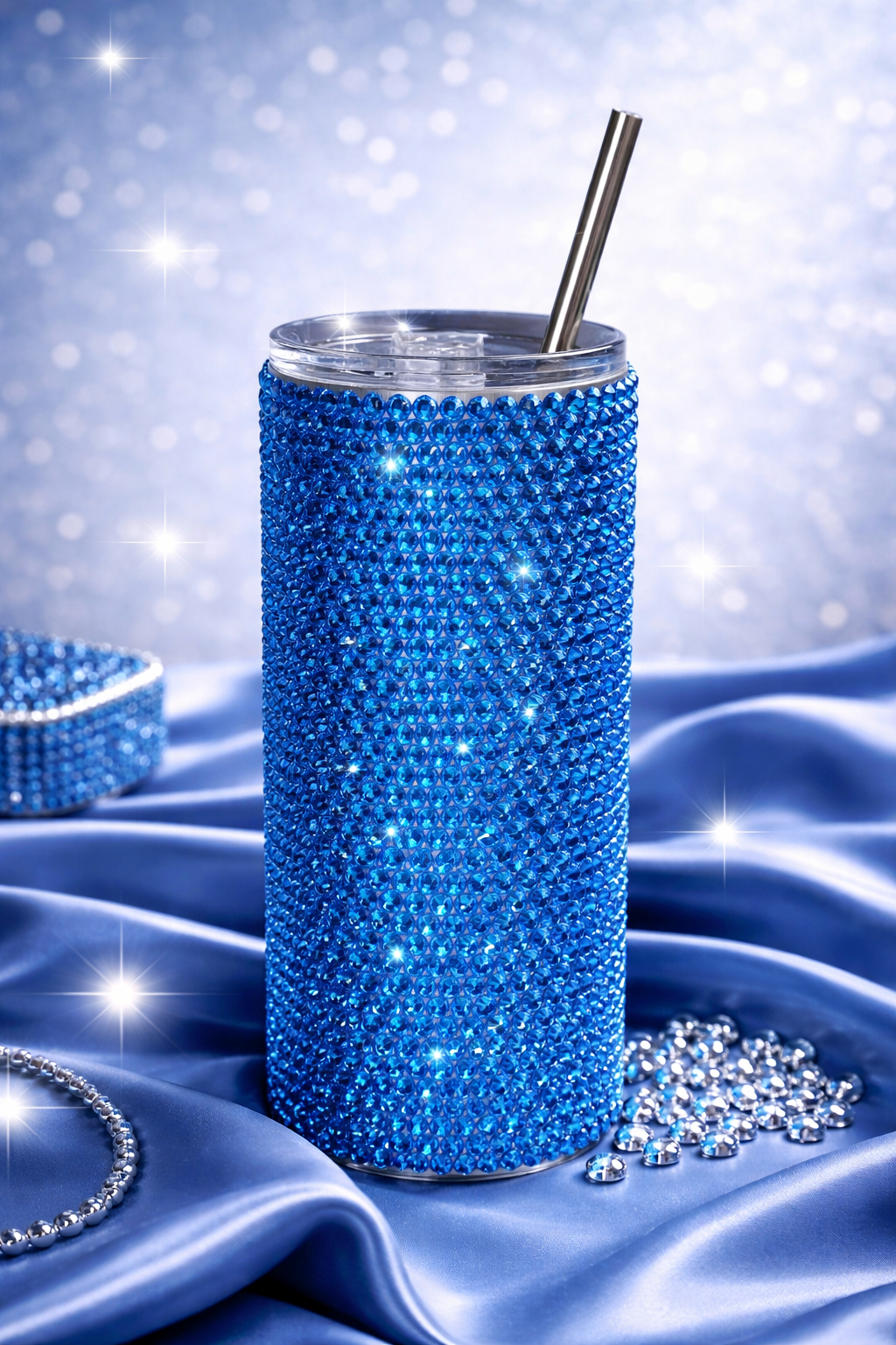 Blue Freeze - Handcrafted Rhinestone Stainless Steel Tumbler