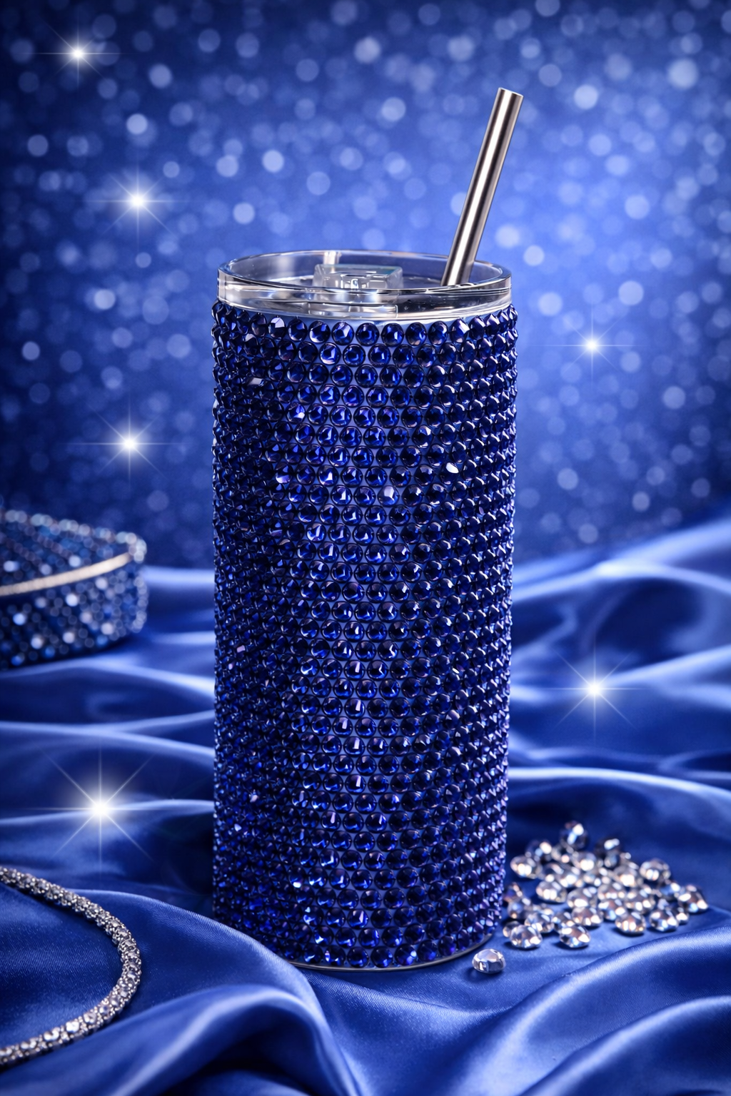 Blue Velvet - Handcrafted Rhinestone Stainless Steel Tumbler