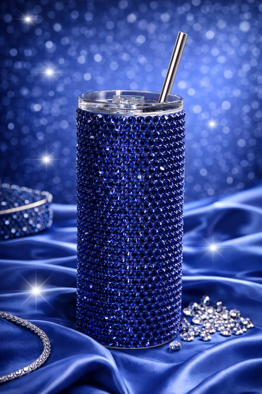 Blue Velvet - Handcrafted Rhinestone Stainless Steel Tumbler
