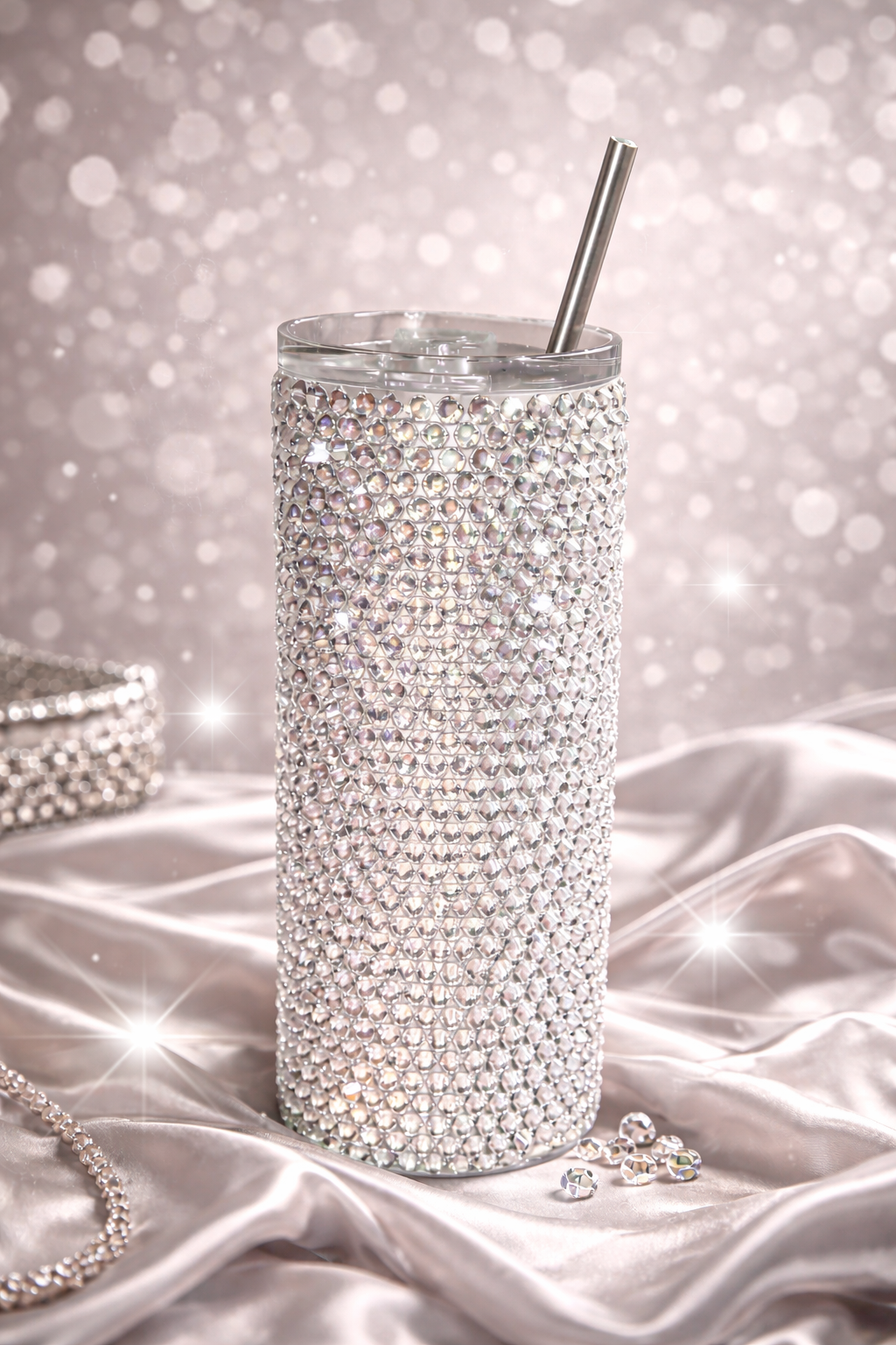 Platinum - Handcrafted Rhinestone Stainless Steel Tumbler