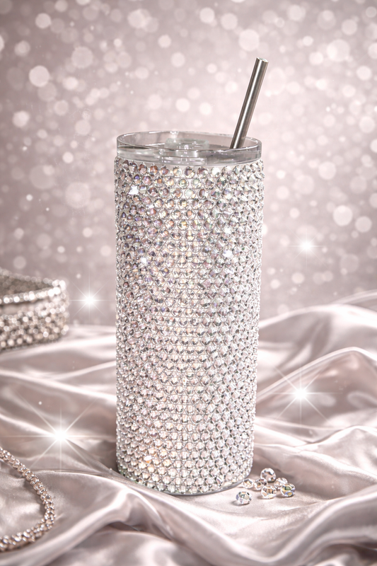 Platinum - Handcrafted Rhinestone Stainless Steel Tumbler